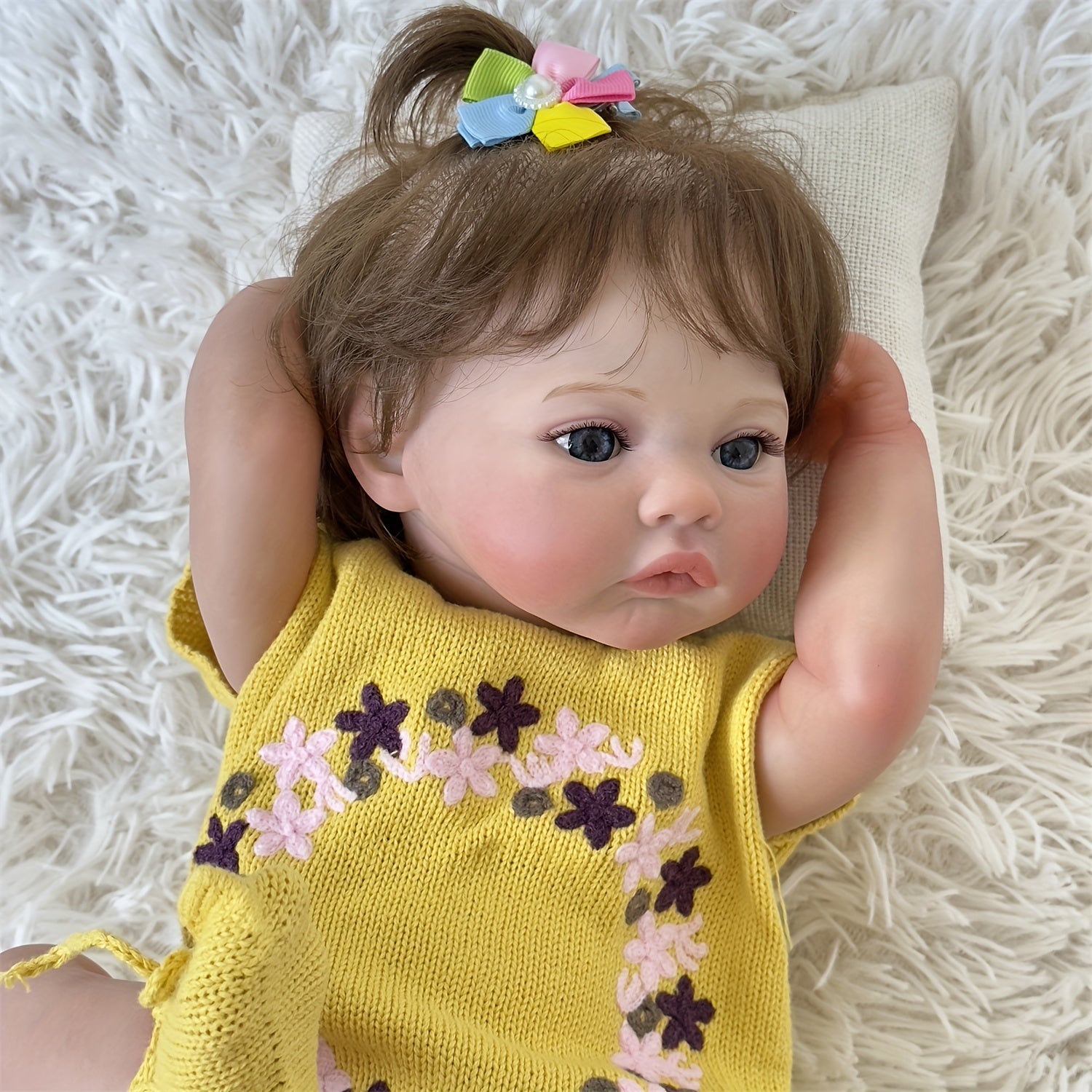 19" Reborn Baby Girl Doll in Yellow Romper