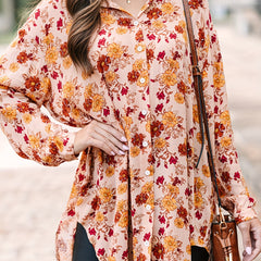 Floral Print Button Up Long Sleeve Blouse