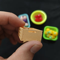 2pcs Mini Wooden Fruit Basket Models for Dollhouse Decoration
