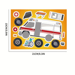 16 Sheets Engineering Truck Kids Stickers DIY Children's Gift Christmas