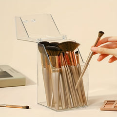 Clear Cosmetic Brush Holder with Lid