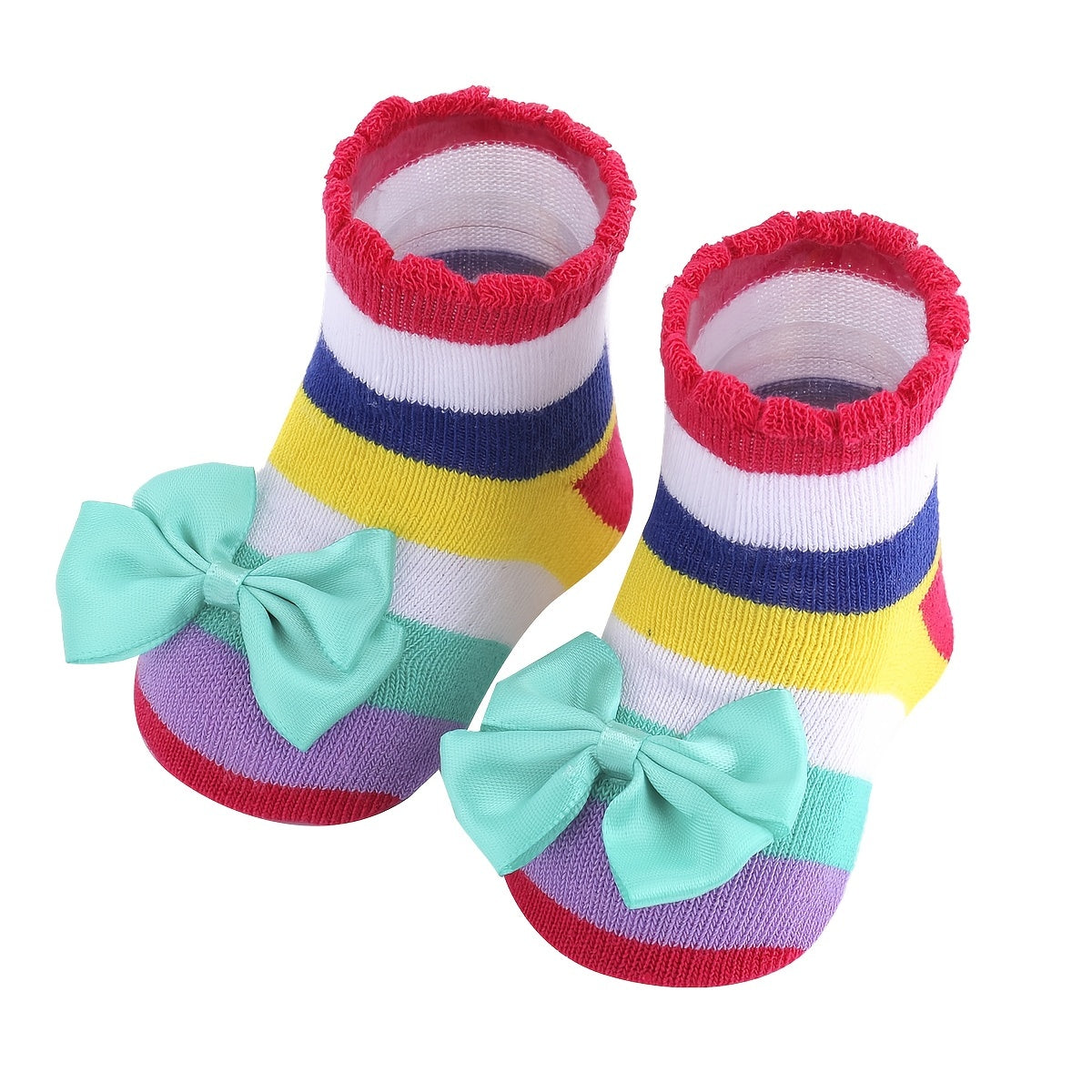 Infant Baby Polka Dot Striped Socks Bowknot Flower Decor Toddler Socks