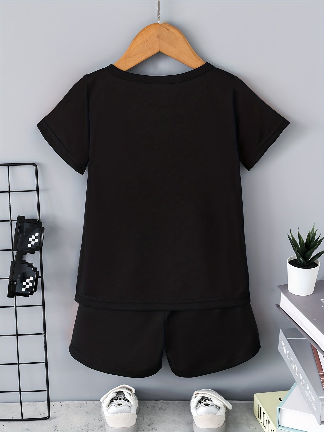 2pcs Boys King Crown Print T shirt & Shorts Summer Clothes Sets