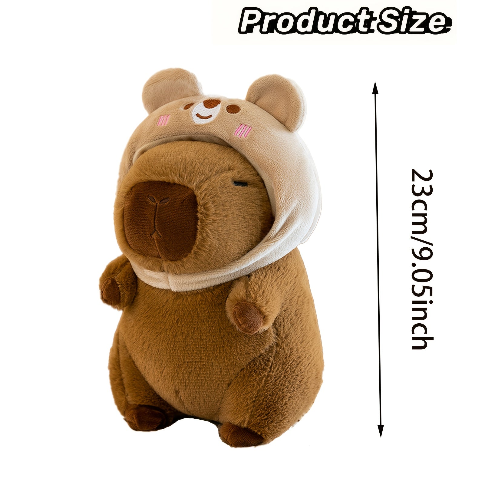 Capybara Plush Toy with Hat Soft Yellow & Green Stuffed Animal
