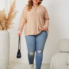 Solid Long Sleeve Knit Top Round Neck Sweater