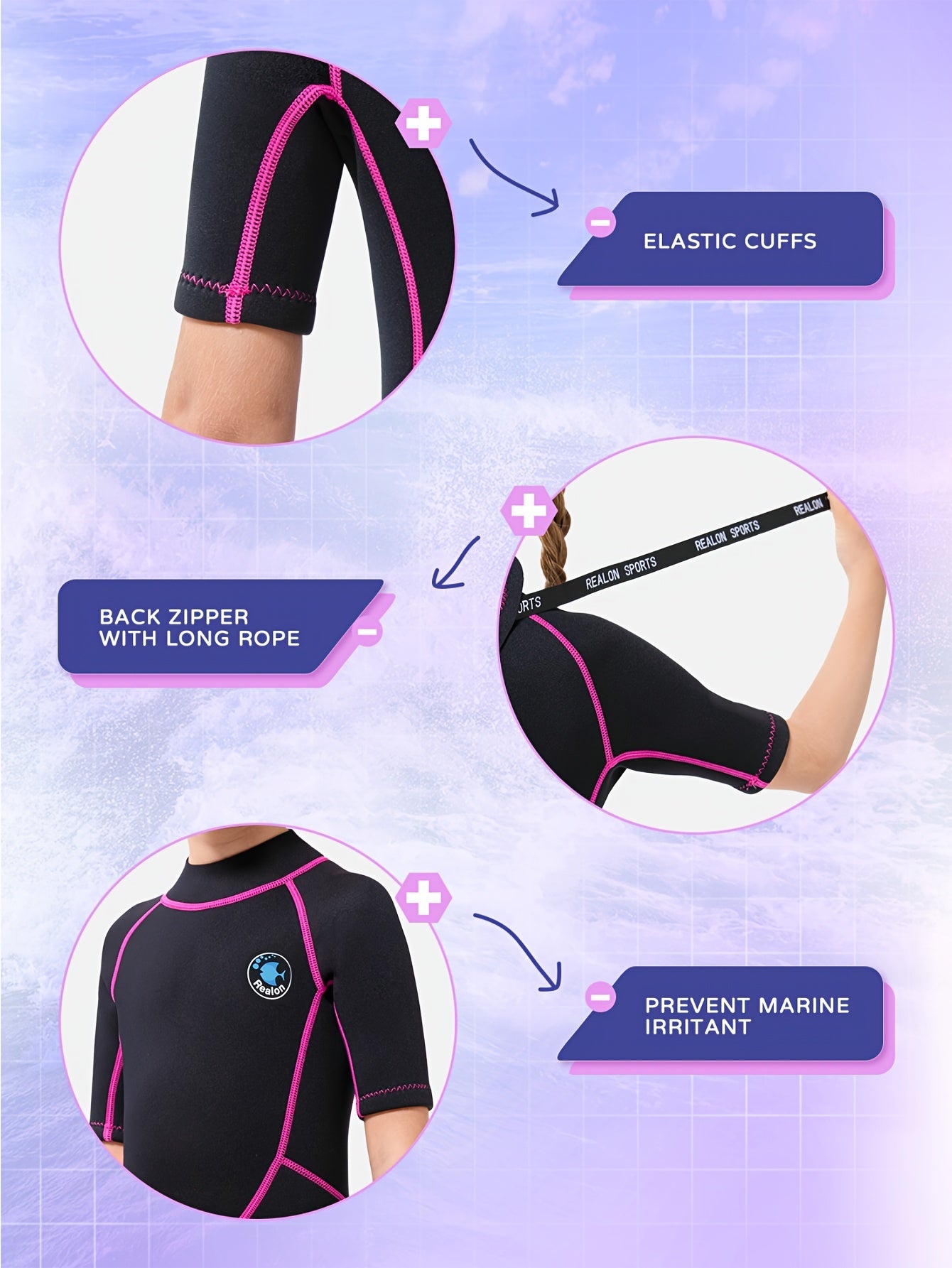 REALON Kids 2mm Shorty Wetsuit For Girls Boys