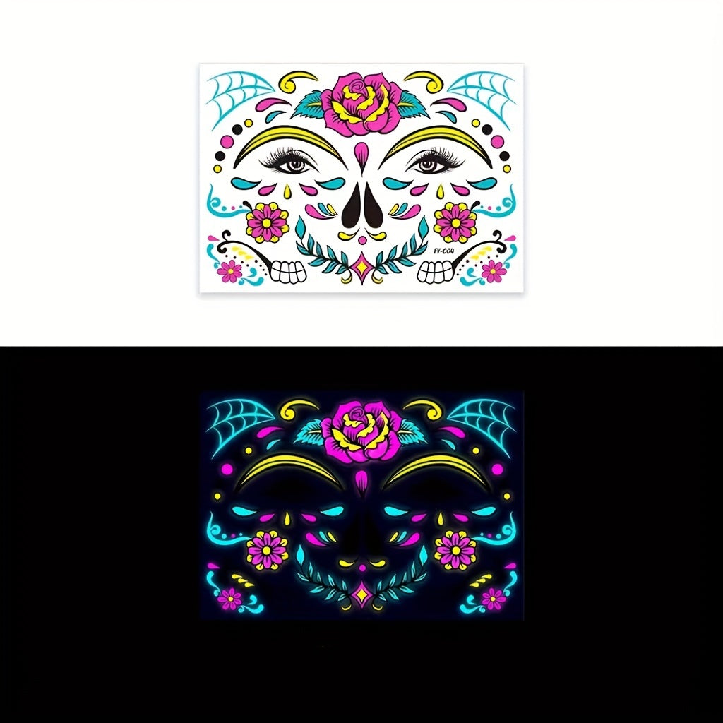 Luminous Fluorescent Stickers Halloween Dress Party Tattoo Stickers