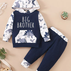 Boys BIG BROTHER Dinosaur Print Hooded Sweatshirt Set