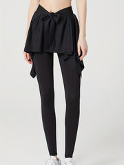 2-in-1 Quick-Dry Slimming Yoga Leggings With Pocket & Skirt