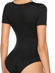 Slim Fit Crew Neck Bodysuit Short Sleeve Sexy Waist Bodycon