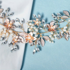 Flower Charm Rhinestone Headband Bridal Hair Styling Accessory