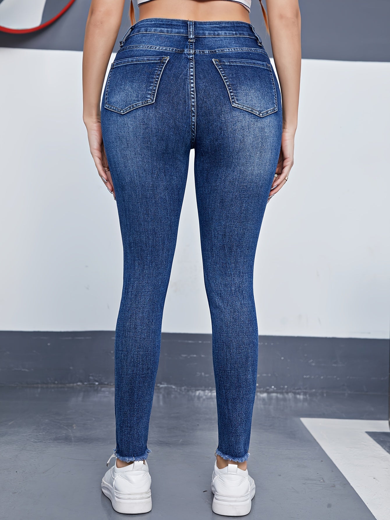 Fringe Trim Skinny Jeans