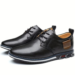 Men's Casual Business Breathable Walking Shoes Comfy Lace Up PU Shoes