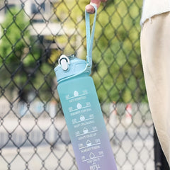 22oz Gradient Water Cup With Time Scale Leakproof Portable Sports Bottle