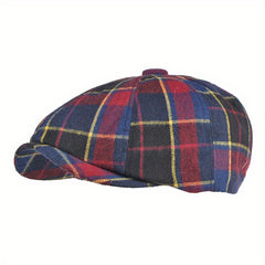 Checkered Beret Hat British Retro Literary Newsboy Painter Octagonal Hat
