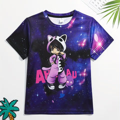 Boy's Galaxy & Cartoon Graphic T shirt 3D Digital Print Active Slightly Stretch