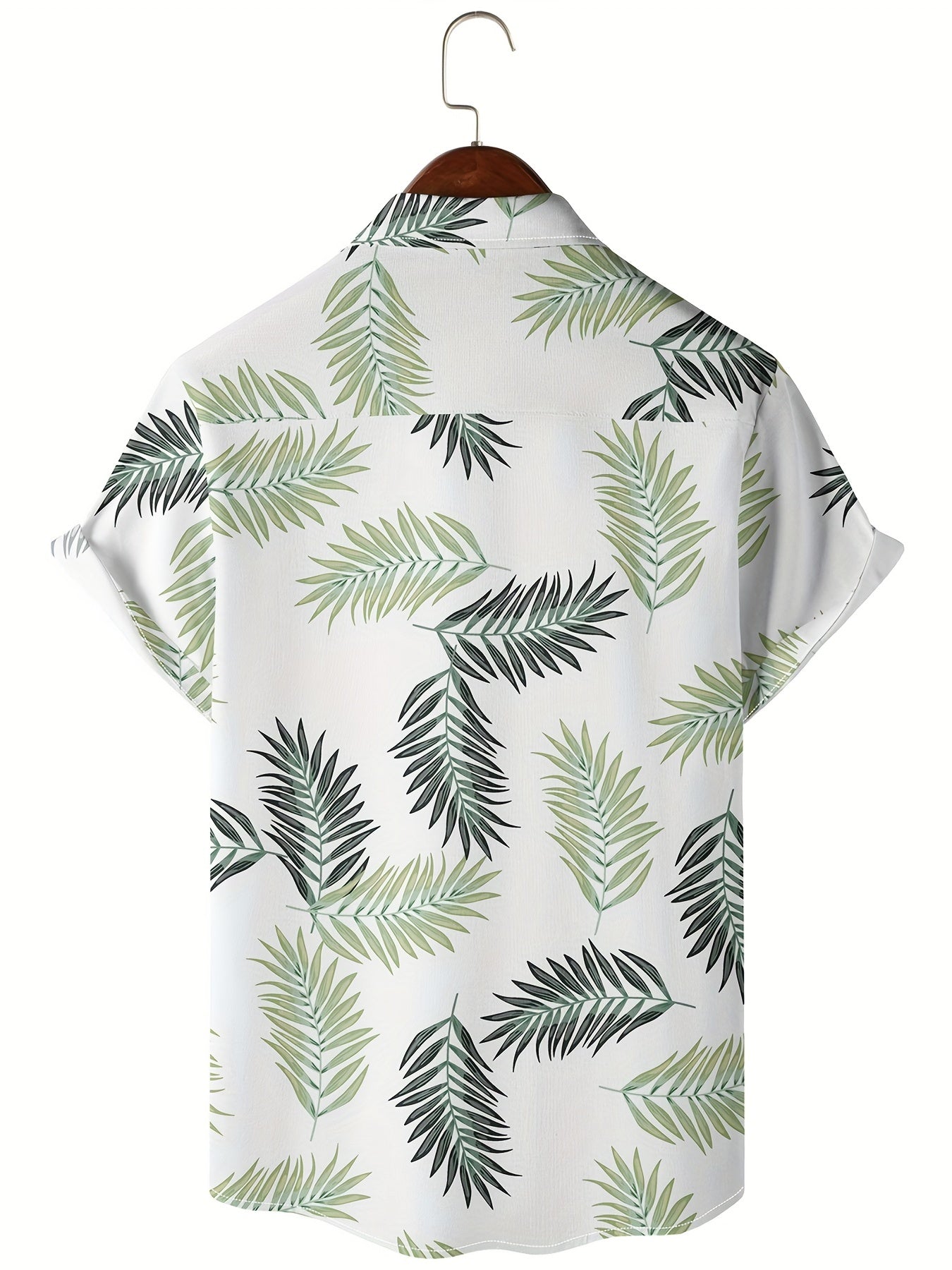 Leaf Print Men's Hawaiian Shirt for Summer Vacation