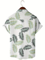 Leaf Print Men's Hawaiian Shirt for Summer Vacation