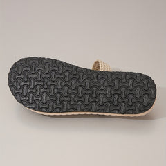 Women's Straw Braided Strap Flat Slides Non Slip Shoes