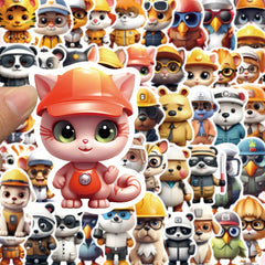 50pcs Animal Graffiti Stickers for Journal Notebook Luggage - Holiday Decoration