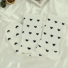 Heart Print Socks Women's Mid Tube Stockings