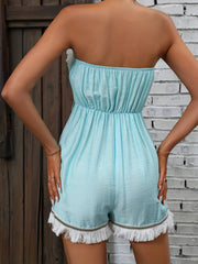 Off Shoulder Ruched Asymmetrical Romper Women's Clothing