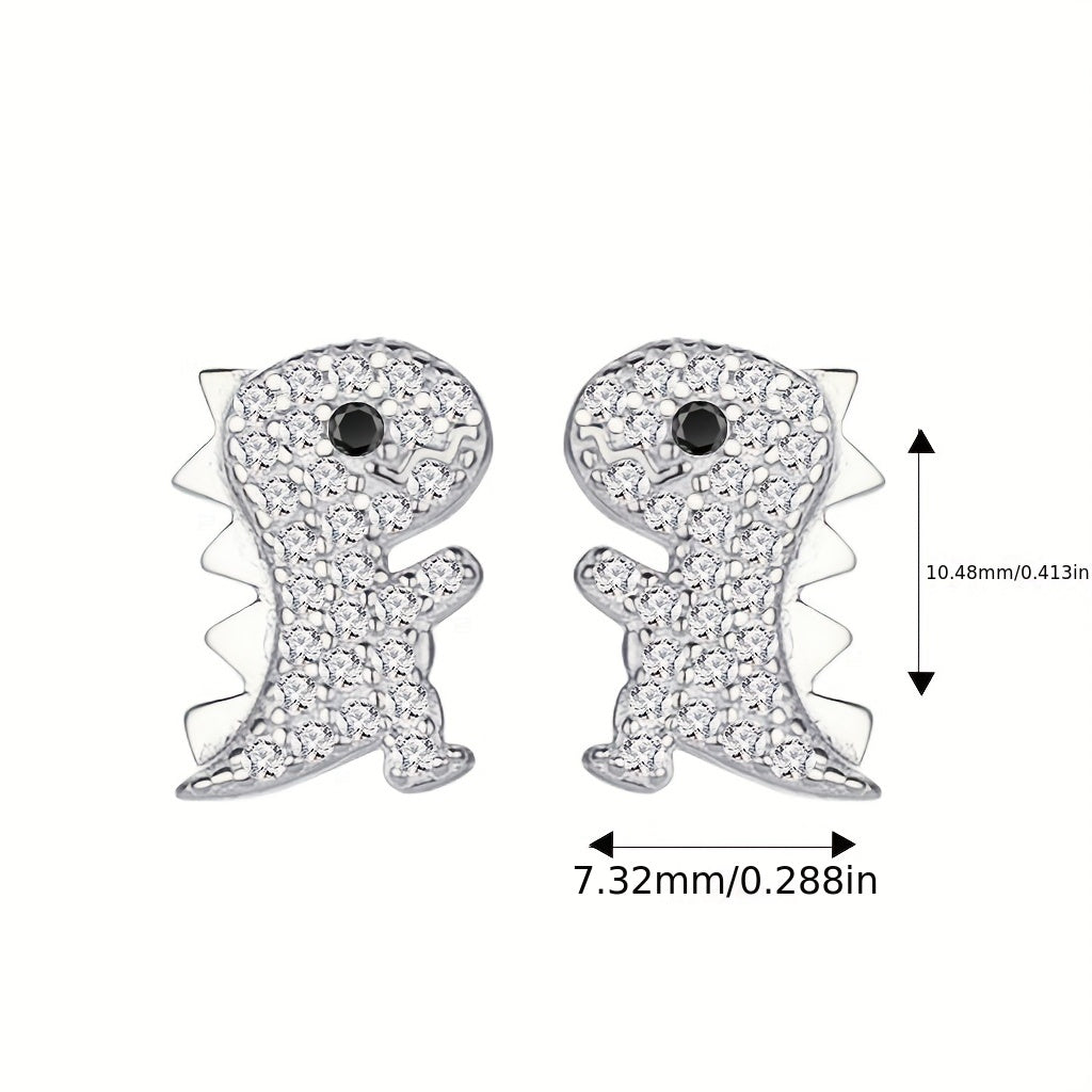Cartoon Dinosaur 925 Silver Stud Earrings