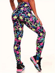 Pentagram Star Print Yoga Pants High Waist Leggings Women's Activewear