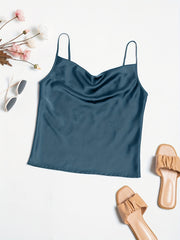 Solid Cowl Neck Cami Top for Club & Party
