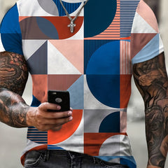 Men's Geometry Graphic T shirt 3D Print Comfy Stretch Slim fit Tee Top