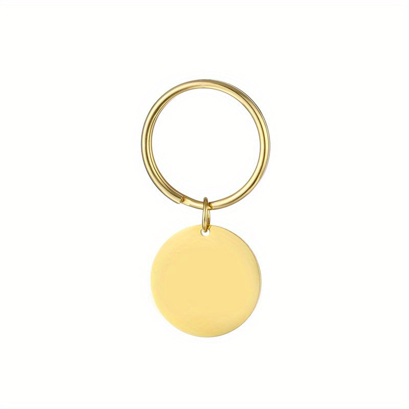 Personalized Stainless Steel Round Disc Keychain for Men