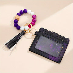 Multicolor Rainbow Leaf Starry Sky Silicone Keychain