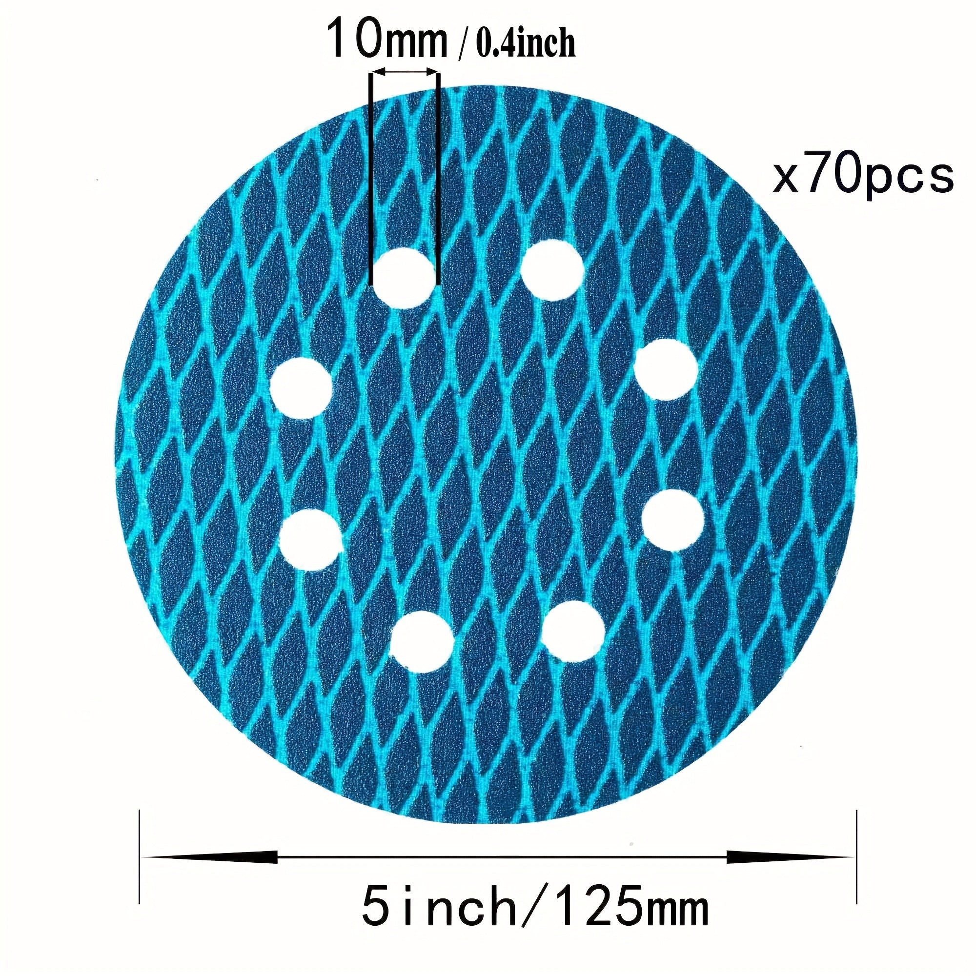 70pcs Diamond Shape 12.7cm Sanding Disc Assorted 8 Hole Hook and Loop