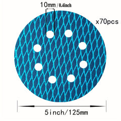 70pcs Diamond Shape 12.7cm Sanding Disc Assorted 8 Hole Hook and Loop