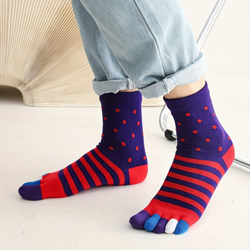 Striped Cotton Toe Socks for Sports, 1 Pair