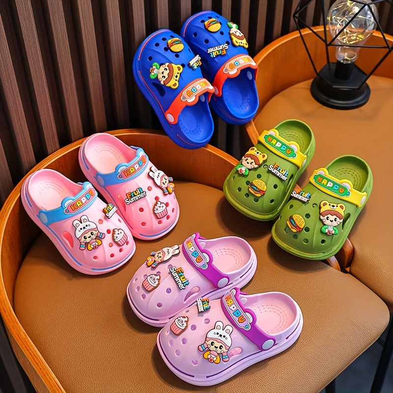 Breathable Cartoon Charm Clogs for Baby Girls