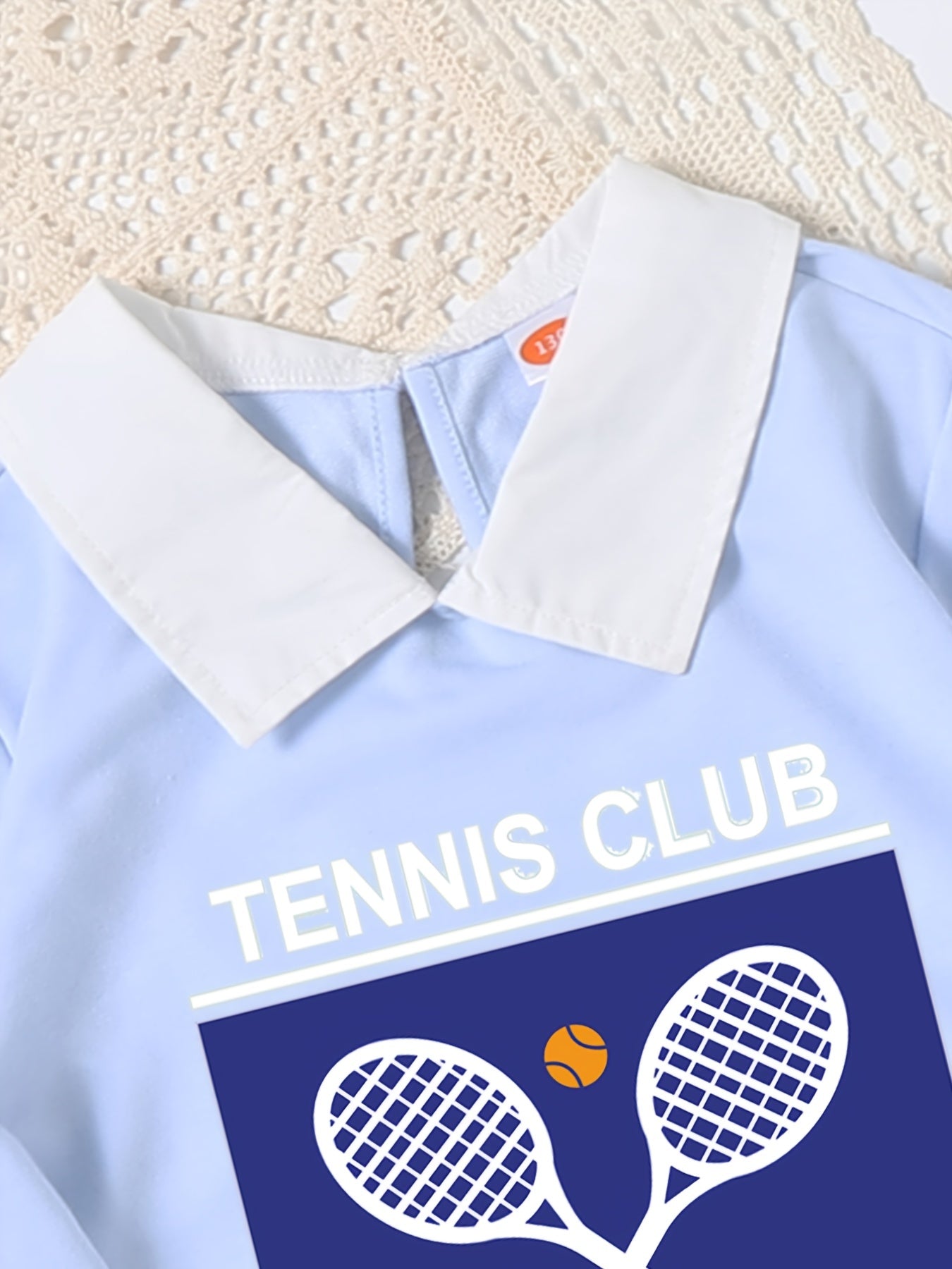 Toddler Girls Lapel Sweatshirt Tennis Racket Print Baby Kids Clothes