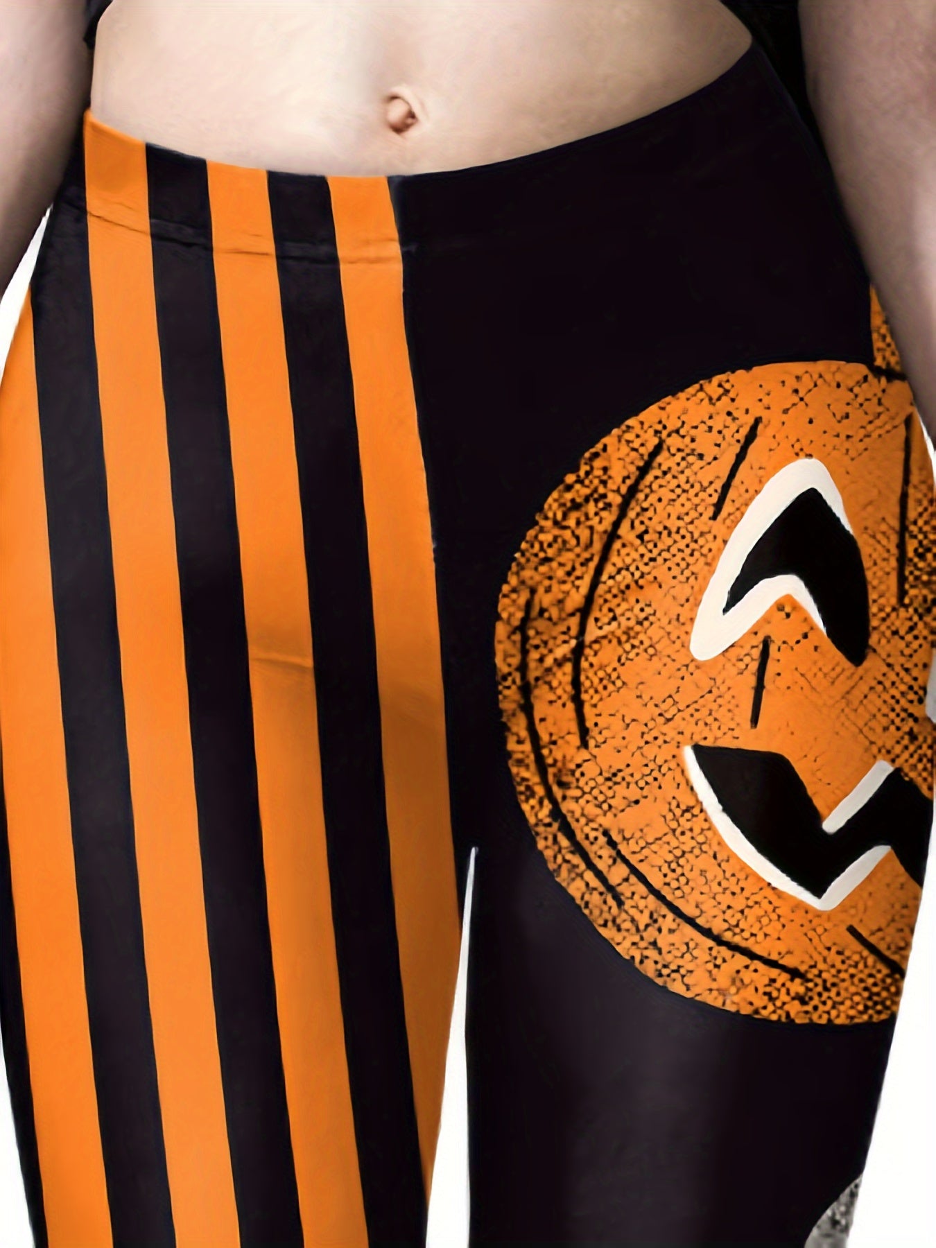 Halloween Pumpkin Print Leggings Stretch Fitness Yoga Pants Women's Activewear
