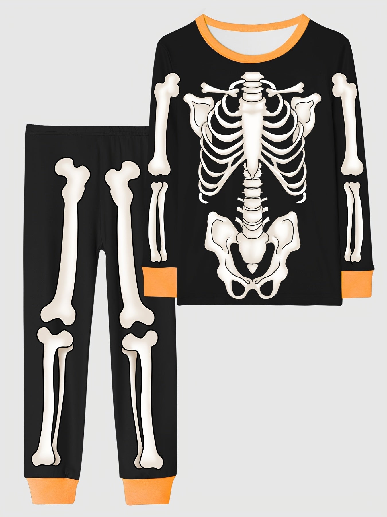 Skeleton Pattern Kid's Pajamas Halloween Style PJ Set