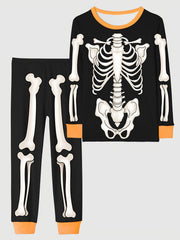 Skeleton Pattern Kid's Pajamas Halloween Style PJ Set