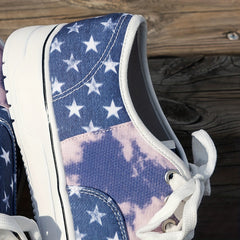 Women's Tie Dye StarPattern Skate Shoes Lightweight Non-Slip Board Shoes