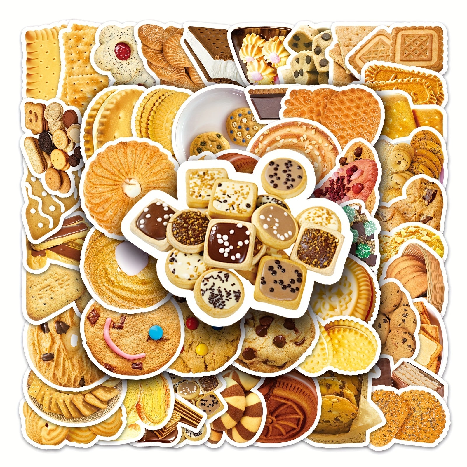 50pcs Biscuit Series Doodle Stickers Waterproof Decorative DIY Creative Toys