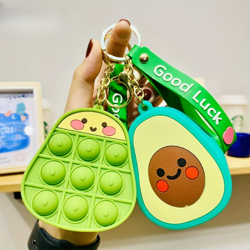Cartoon Avocado Silicone Keychain Keyring Mini Coin Purse Bag Pendant Ornament