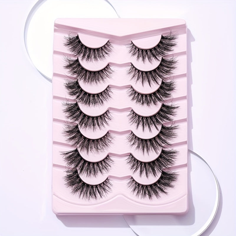 7 Pairs 6D Messy False Eyelashes 18mm Fluffy Wispy Curly Natural Look Lashes