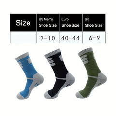 Men's Hiking Crew Socks Cushioned Outdoor Socks - 3 Pairs
