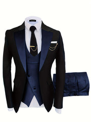 Formal 3 Pieces Set Men's Business Suit for Dinner Wedding Party