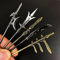14pcs Aluminum Alloy Ancient Weapon Figurines Set Collectible Toy Keychains