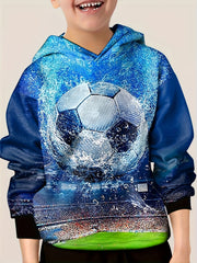 3D Dinosaur Football Print Hoodie For Kids Casual Hooded Long Sleeve Top