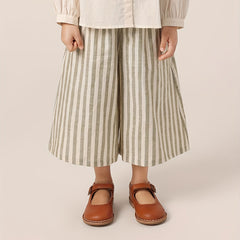 MARC&JANIE Girls Stripe Linen Trousers Flare Leg Casual Pants