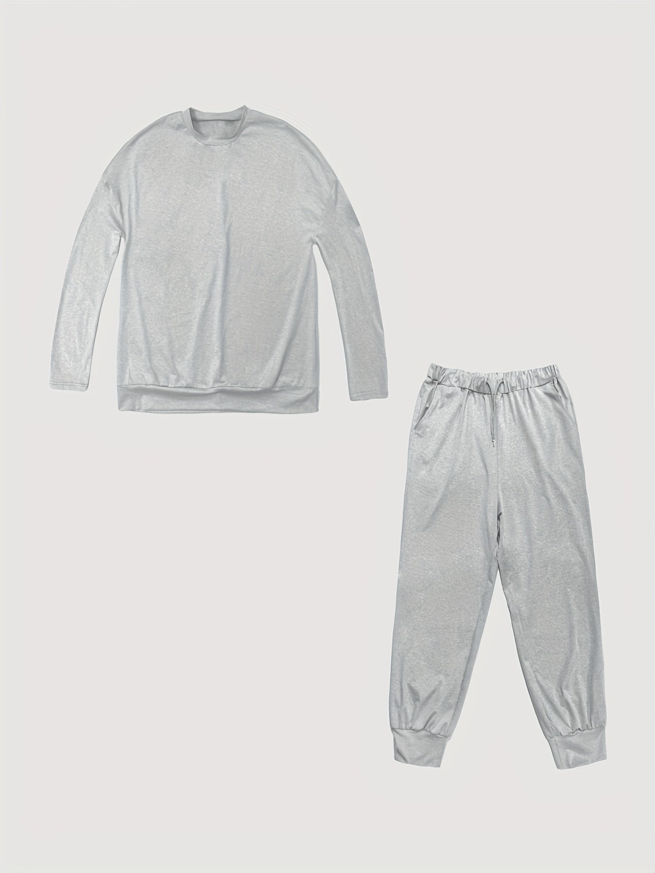 Basic Outfits Set Women's Plus Solid Tee & Joggers Sporty 2-Piece Set